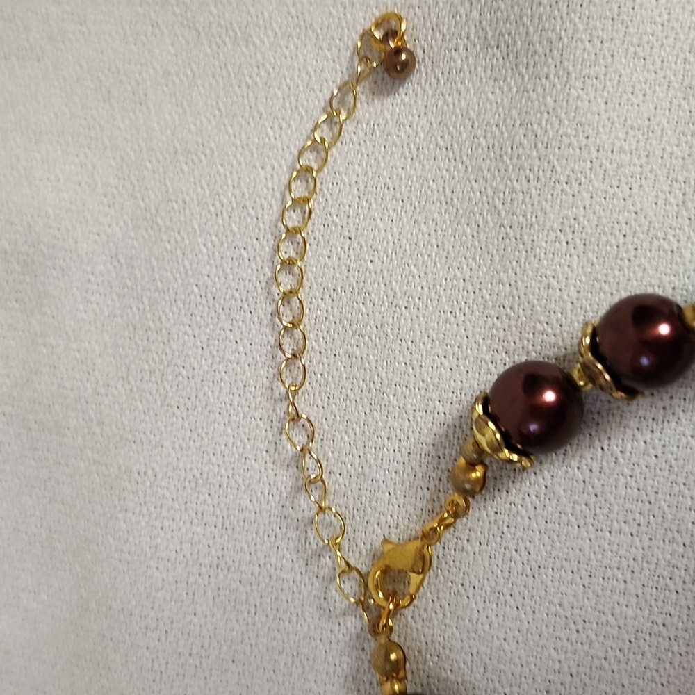Purple beaded necklace and Earring set - Picture 4 of 12